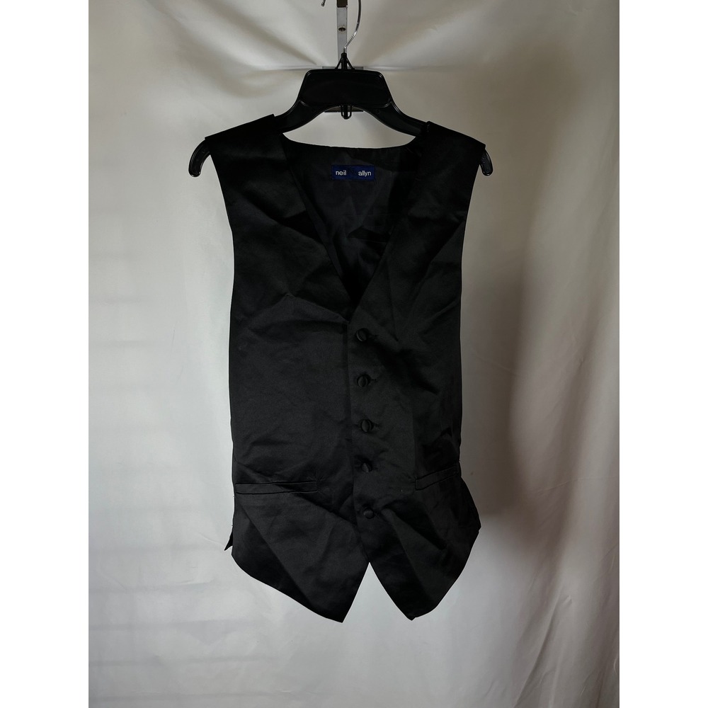 Neil Allyn Mens Black Tuxedo Vest Formal FiveButtonSatin Finish V-Neck Waistcoat